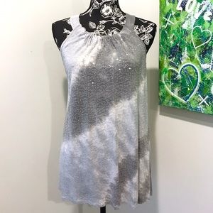INC Sleeveless Tie Dye Sequin Allover Front Top
